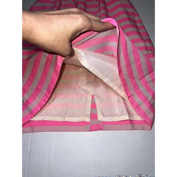 J. Crew Factory Dress Size 6 Pink Cream Striped Spaghetti Strap Elastic Waist - Picture 7 of 15